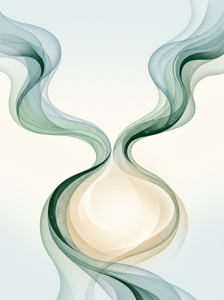 two interlocking dew-streams flowing into a shared luminous basin — gentle convergence — calm precise — cover for: Ship a Gmail‑to‑Notion AI email triage workflow with Claude and Make