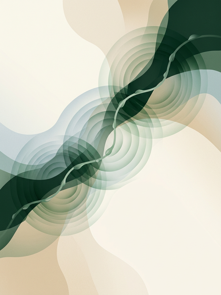 a single dew-line weaving through clustered ripples of light — gentle arc — measured momentum — cover for: Turn AI meeting ops into a $2–5k/month service with Claude and n8n