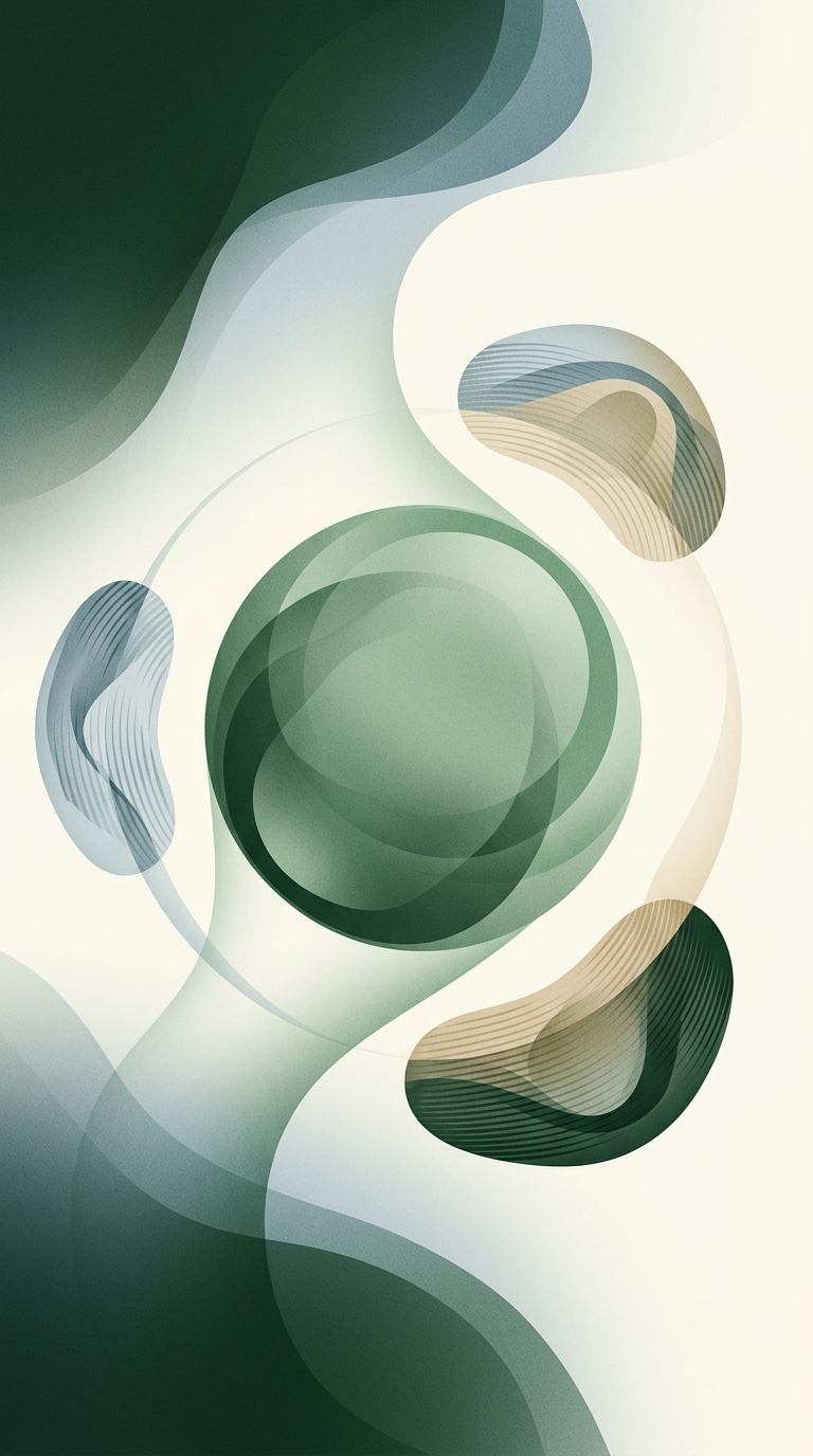 one bold dew-form orbited by three scored satellites — radial cluster — calm analytical — cover for: Ship an AI recruiting workflow in n8n with Claude and Slack