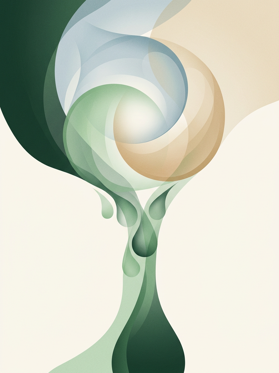 three interlocking dew‑forms channeling into a single downward stream — triangular convergence — grounded efficient — cover for: Design a 3-agent AI research stack with Perplexity, Claude Projects, and Notion