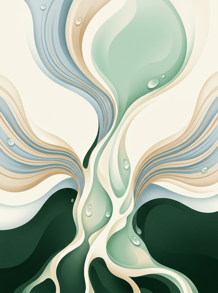 a single dew-structure branching into three measured channels then recombining into one balanced pool — radial network — deliberate analytical — cover for: An AI workflow cost calculator template for 2026