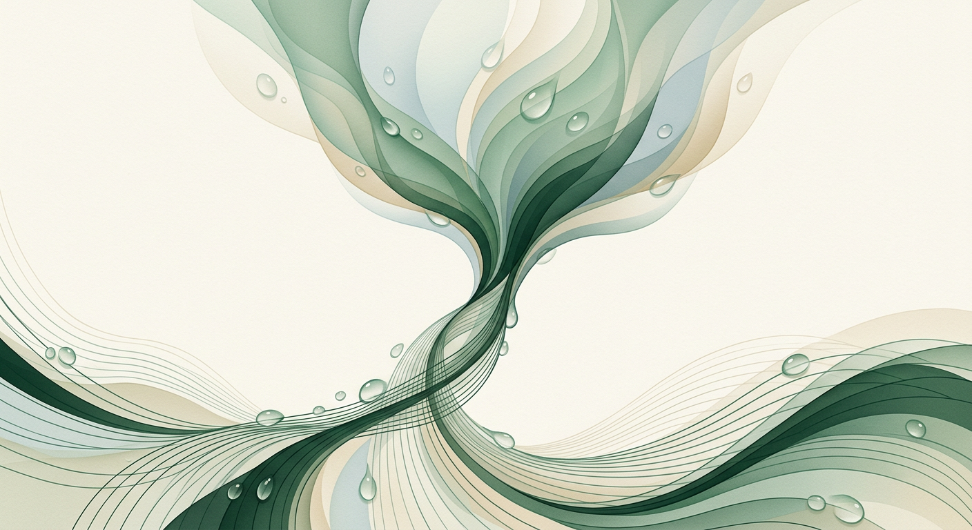 Threaded lines converging into upward bloom — layered organic strata with rhythmic motion — calm, assured, and quietly efficient. — cover for: Automate your invoicing with Stripe and a 50‑line script