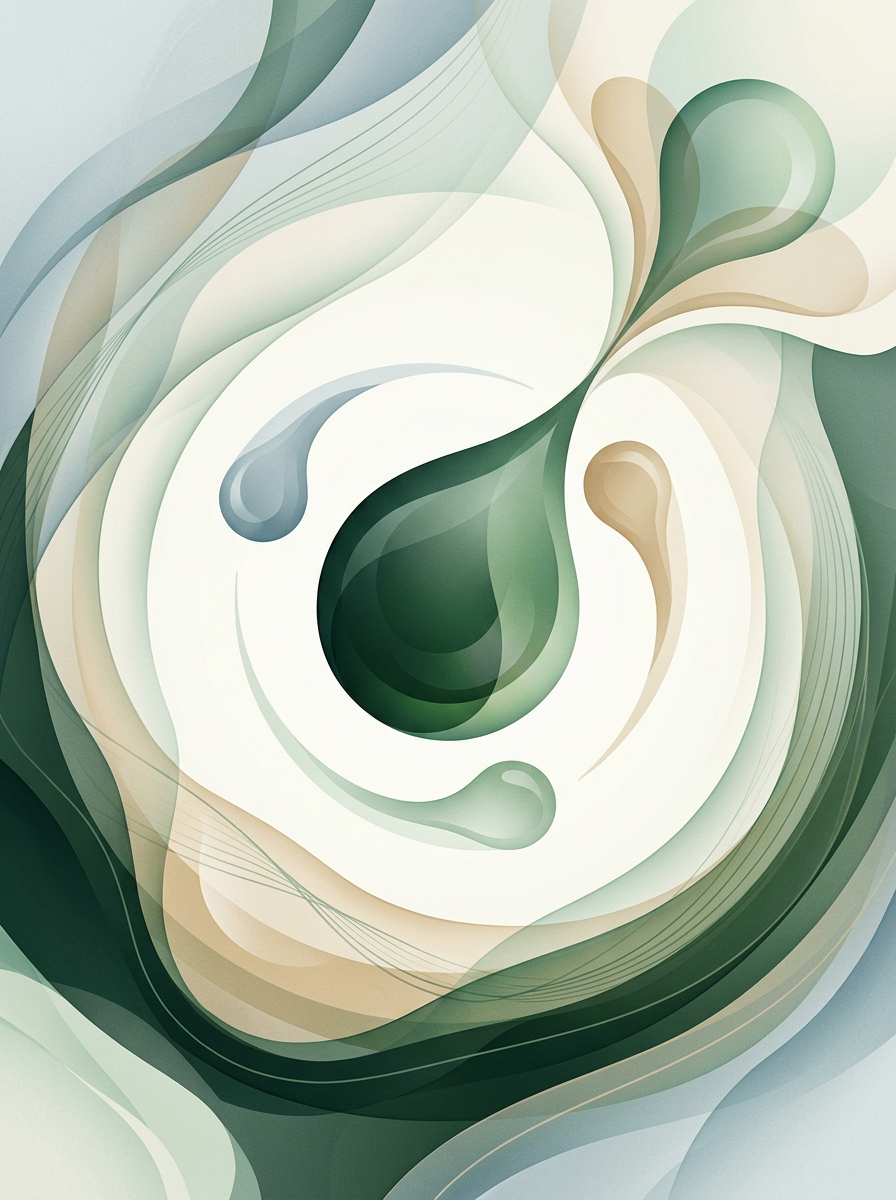 one bold dew-form orbited by three delayed smaller drops — radial — focused steady — cover for: Automate overdue invoice reminders with Make, Stripe, and AI