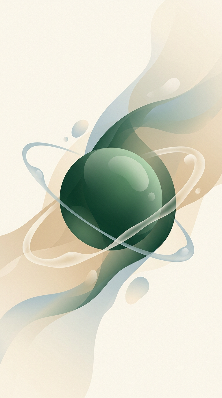 one bold dew-form orbited by three leaner data-strands — radial — focused analytical — cover for: Automation runbook Notion template pack for explainable AI workflows