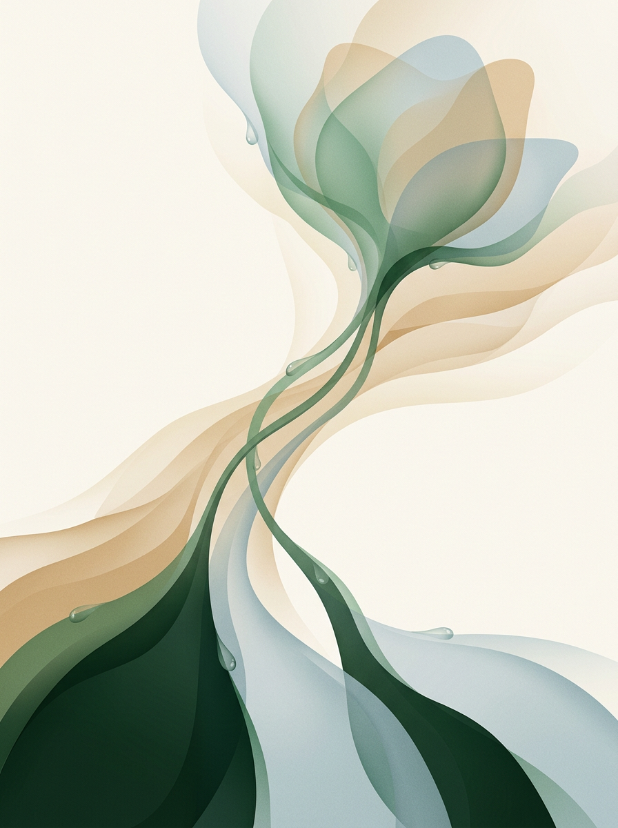 Three converging masses thread upward into layered strata — organic bloom — quiet, business-first resolve. — cover for: Granola vs Fireflies vs Otter: the best AI meeting notes tool after 20 meetings