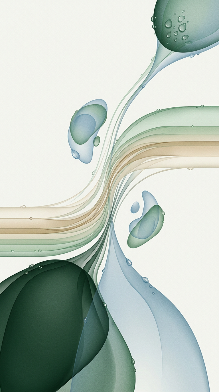 Converging masses threading into layered strata — an organic composition of upward bloom and orbiting forms — calm, structured momentum. — cover for: Client onboarding automation template: a Make.com blueprint