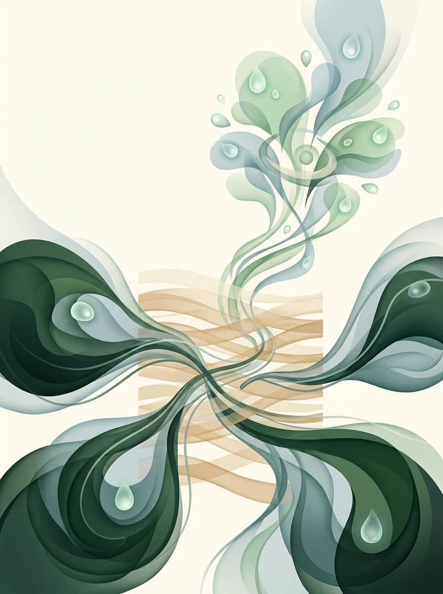 Four converging masses thread into layered strata — upward bloom of orbiting forms — calm, focused clarity. — cover for: Email triage workflow template you can fork today