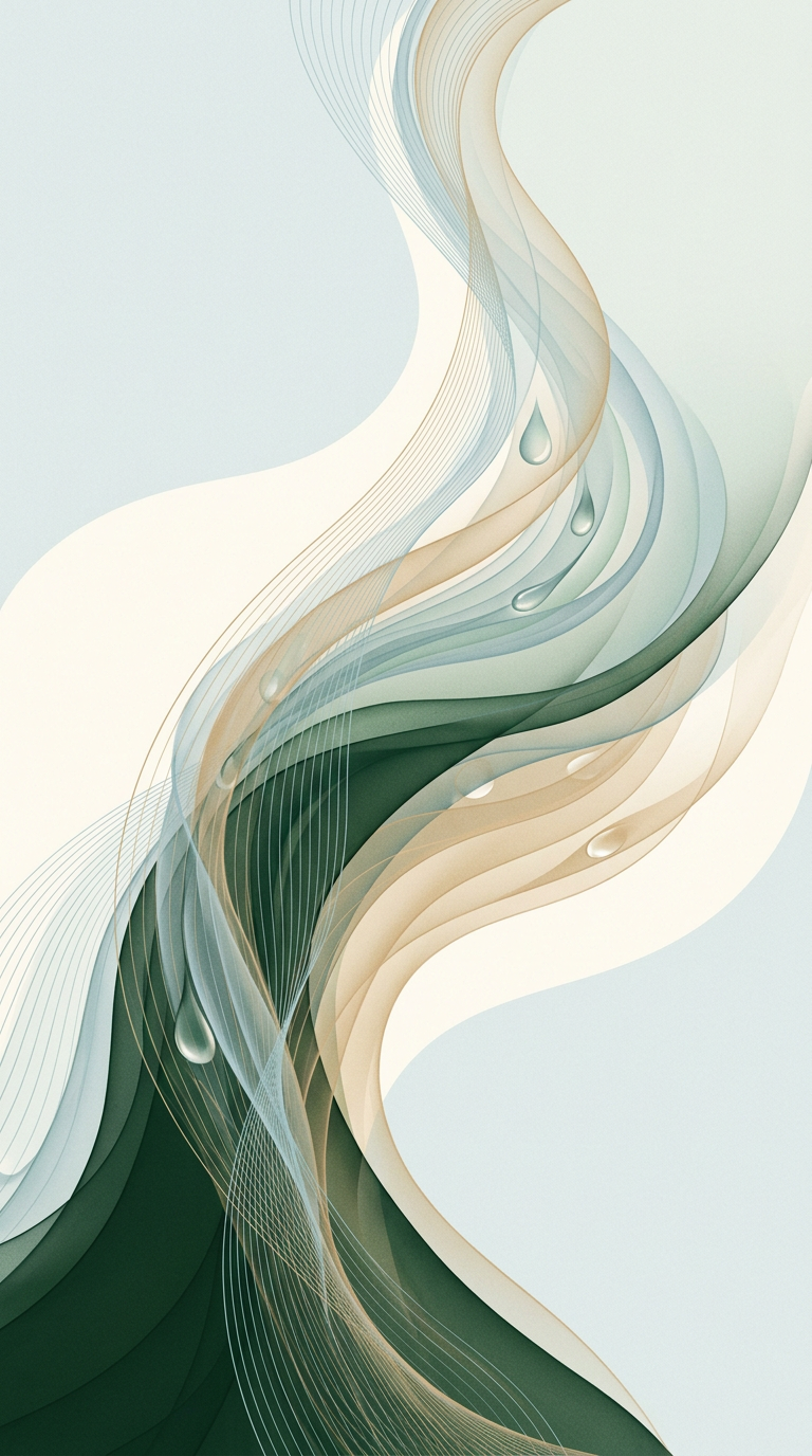 Threaded lines converging into layered strata that orbit upward — organic composition of motion and direction — calm, controlled clarity. — cover for: How small teams actually govern automated workflows