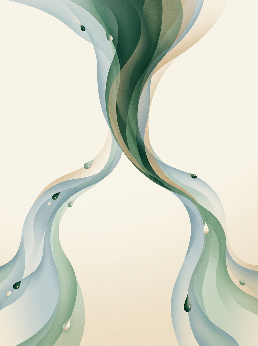two currents dividing then converging into a single denser stream — split-path symmetry — calm analytical — cover for: Make vs n8n pricing in 2026: which is cheaper at 10 workflows?