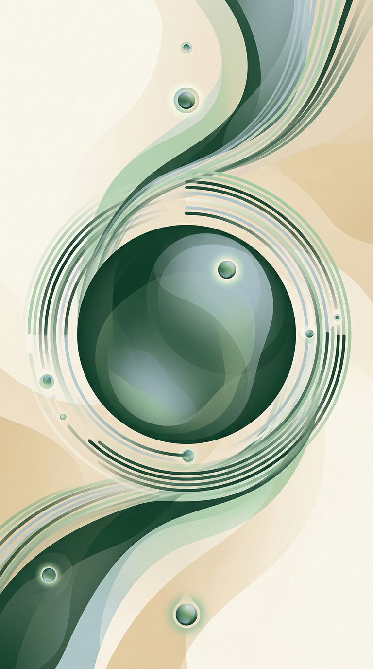 one bold dew-form orbited by smaller structured bands of text-like strands — radial — precise calm — cover for: A reusable meeting transcript prompt for real action items