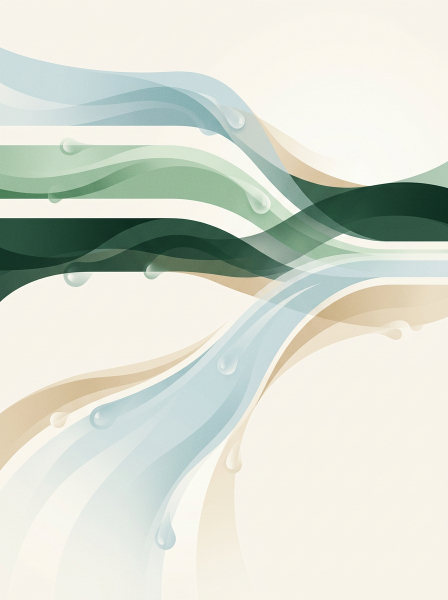 three layered currents converging into one clear channel — aligned horizontal flow — calm disciplined — cover for: Perplexity Research Brief Workflow for Client-Ready Research
