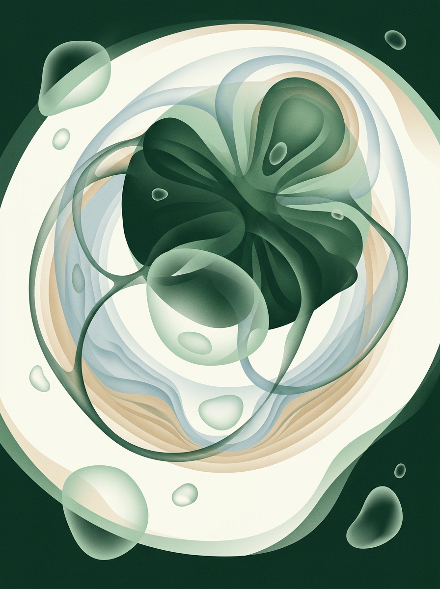 one bold dew-form orbited by smaller analytical ripples — radial — focused steady — cover for: Turn one AI research agent into a productized service clients renew