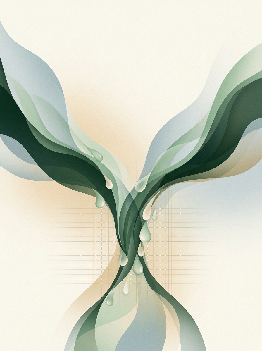 two intersecting dew-structures condensing into a single ordered core — subtle grid underlay — calm decisive — cover for: Turn AI second brains into a $1–3k implementation service