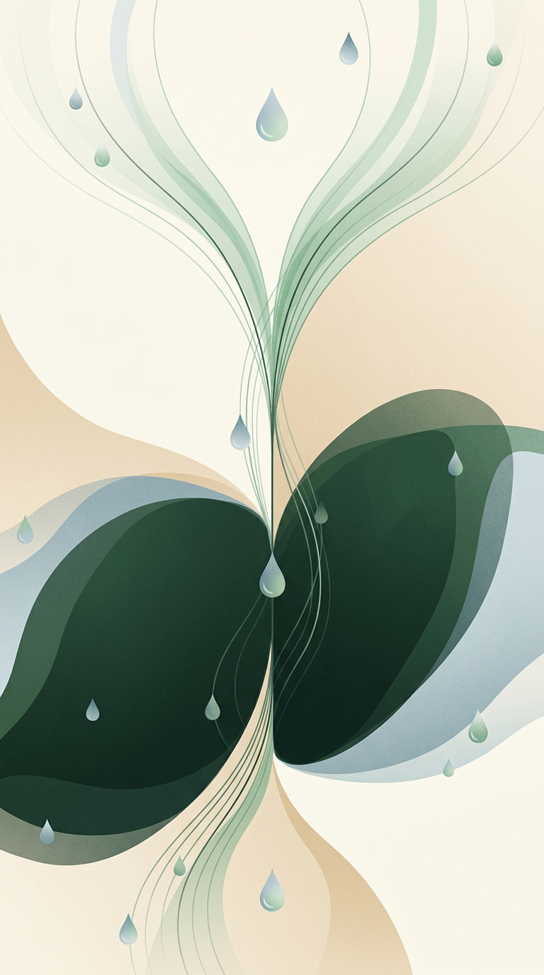 Converging masses threaded by upward bloom — layered organic strata orbiting a central axis — calm, focused mastery. — cover for: Self-host n8n on a 6-dollar VPS: the complete setup walkthrough